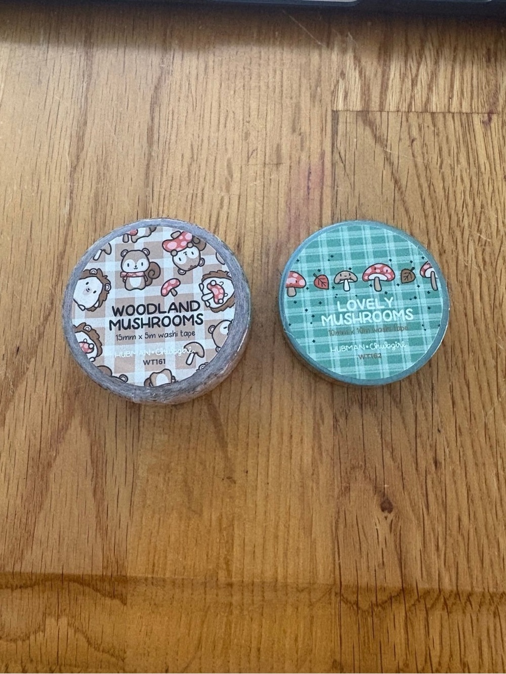 Hubman and Chubgirl Woodland Lovely Mushrooms washi tape set 2 hedgehog squirrel